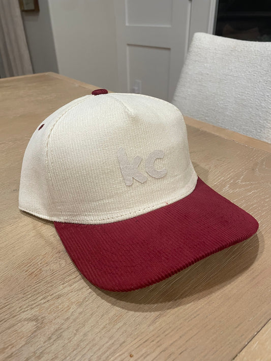 KC Corduroy Hat – Microsuede Patch (Maroon or Navy Brim)
