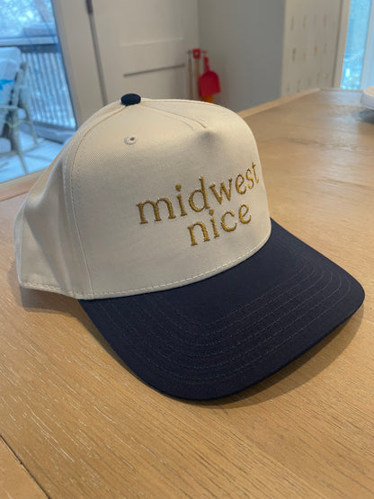 Midwest Nice Hat – Cream & Navy
