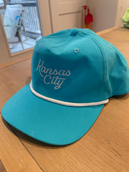Kansas City Script Rope Hat – Teal