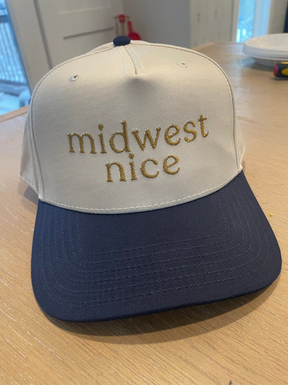 Midwest Nice Hat – Cream & Navy