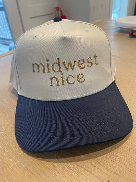 Midwest Nice Hat – Cream & Navy