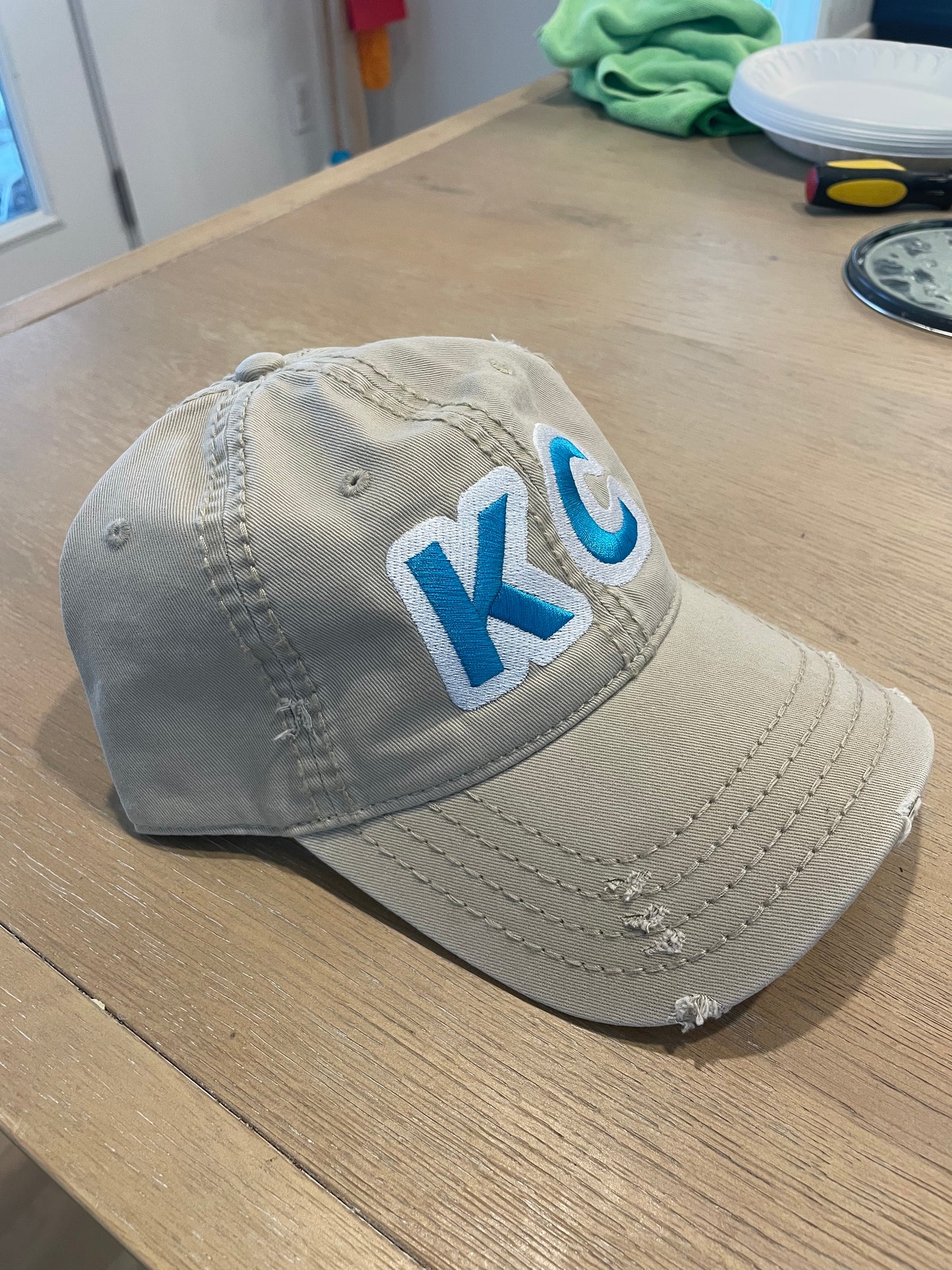 KC Distressed Dad Hat – Khaki