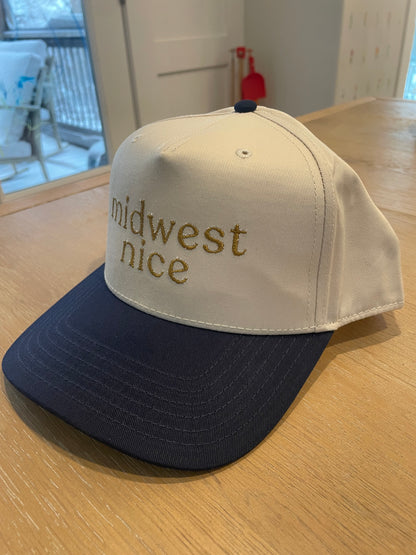 Midwest Nice Hat – Cream & Navy