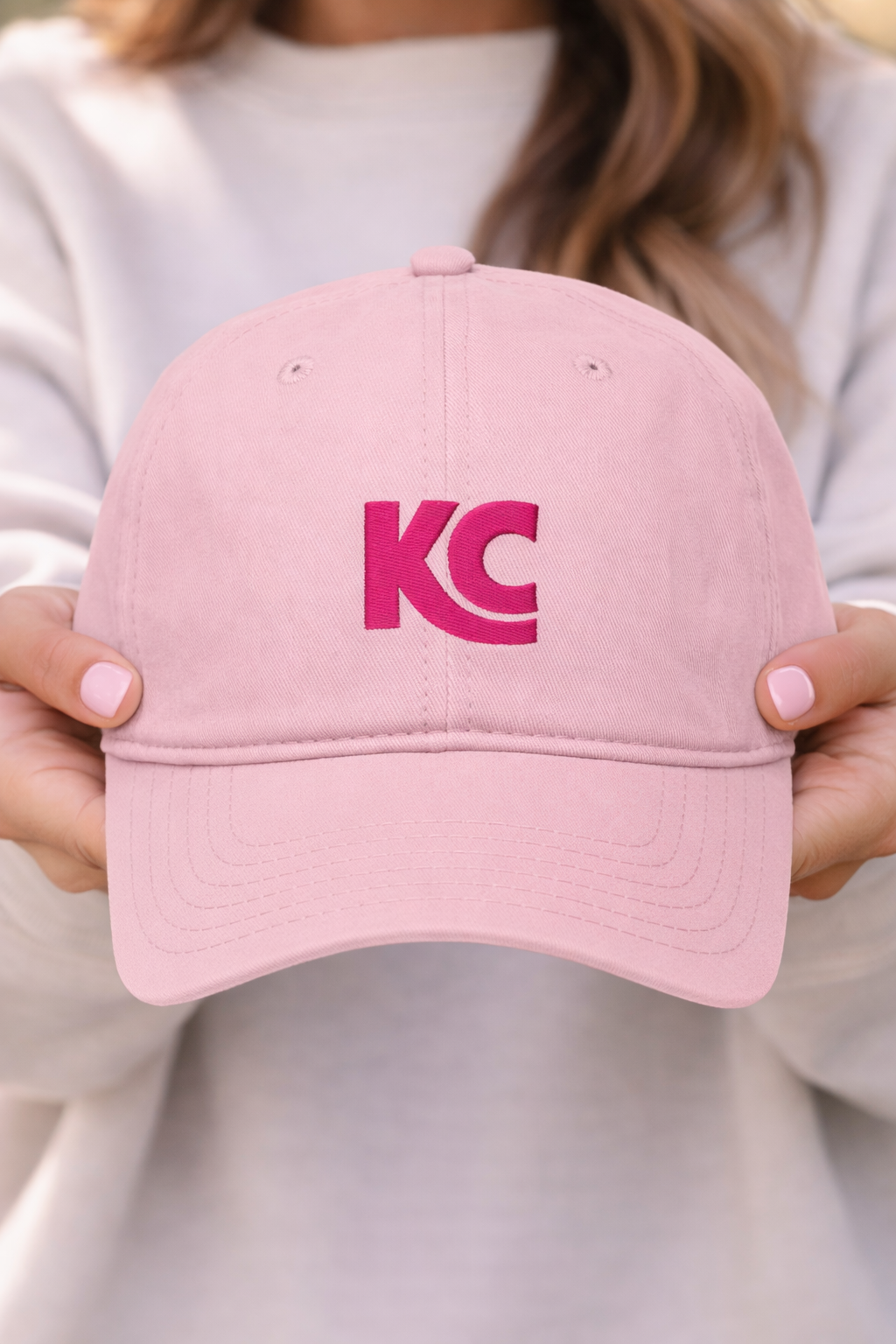KC Minimal Dad Hat – Blush Pink Embroidered Baseball Cap