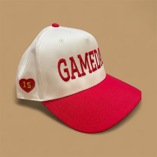 GAMEDAY snapback with 15 patch red and white Kansas City hat