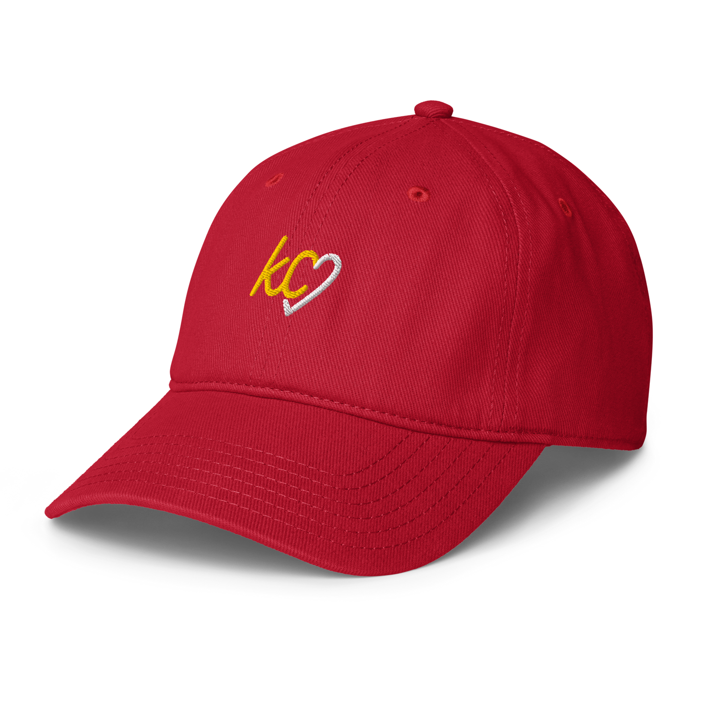 KC Script Heart Dad Hat red gold Kansas City hat