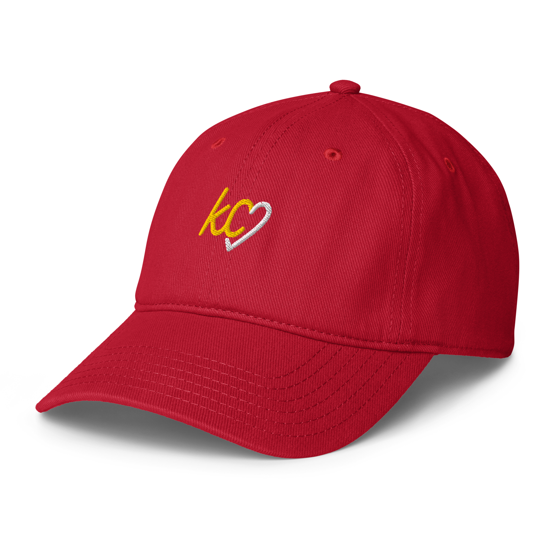 KC Script Heart Dad Hat red gold Kansas City hat