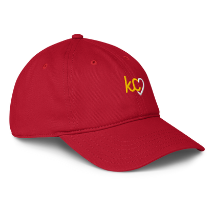 KC Script Heart Dad Hat red gold Kansas City hat