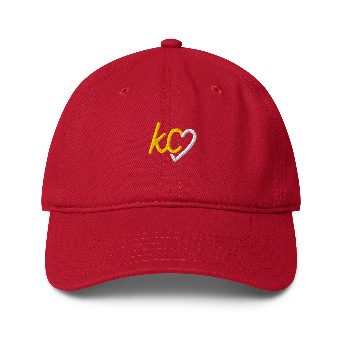 KC Script Heart Dad Hat red gold Kansas City hat