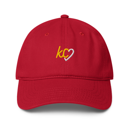 KC Script Heart Dad Hat red gold Kansas City hat