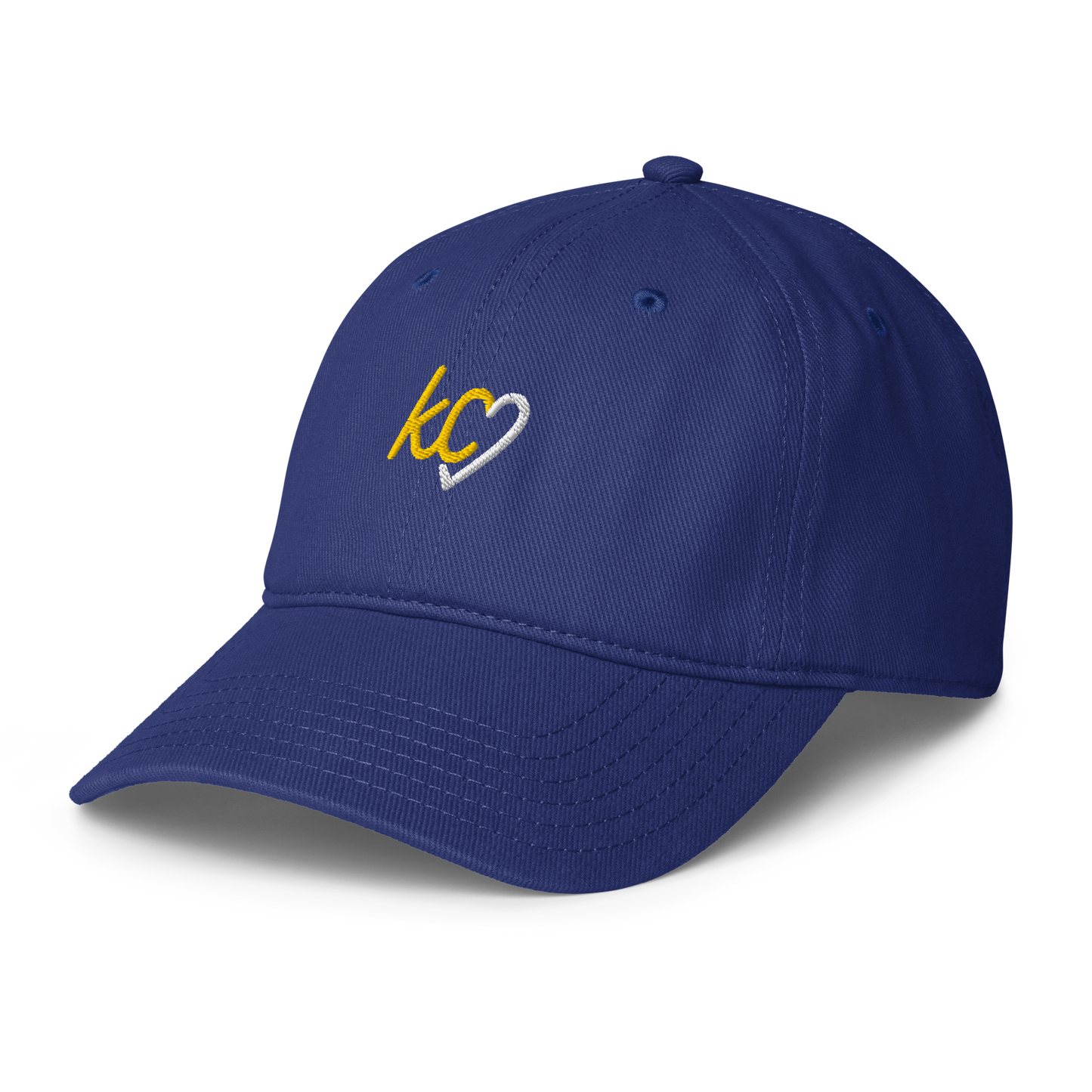 KC Script Heart Dad Hat royal gold Kansas City hat