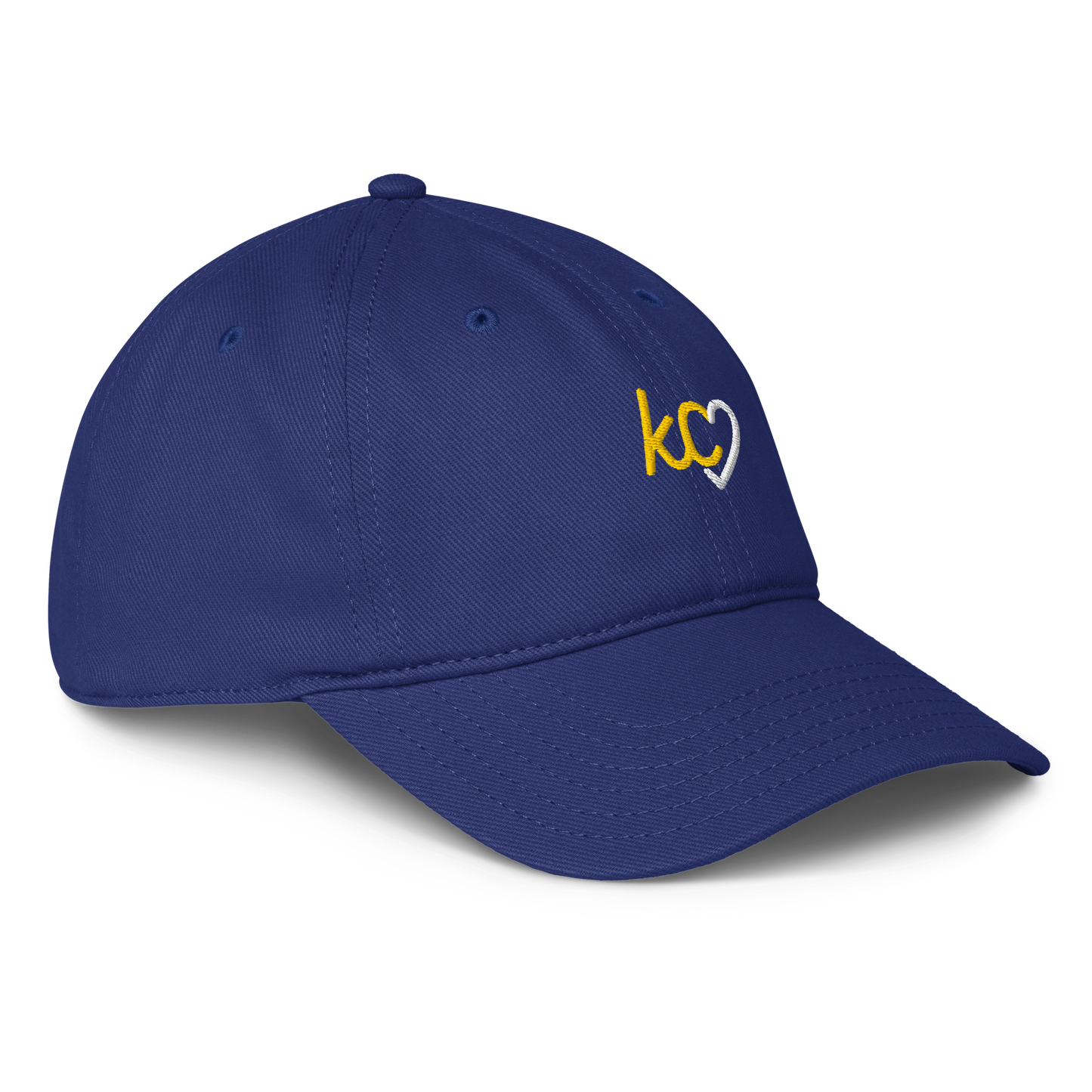 KC Script Heart Dad Hat royal gold Kansas City hat