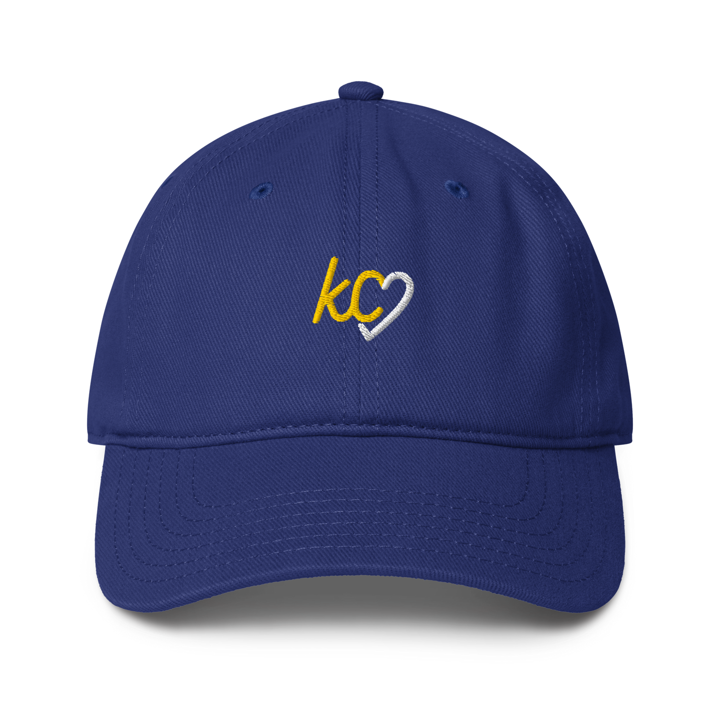 KC Script Heart Dad Hat royal gold Kansas City hat