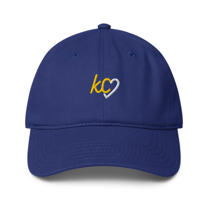 KC Script Heart Dad Hat royal gold Kansas City hat
