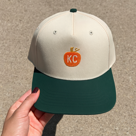 KC Pumpkin Snapback natural and forest green mid-profile hat