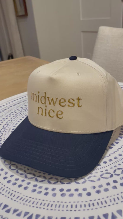 Midwest Nice Hat – Cream & Navy
