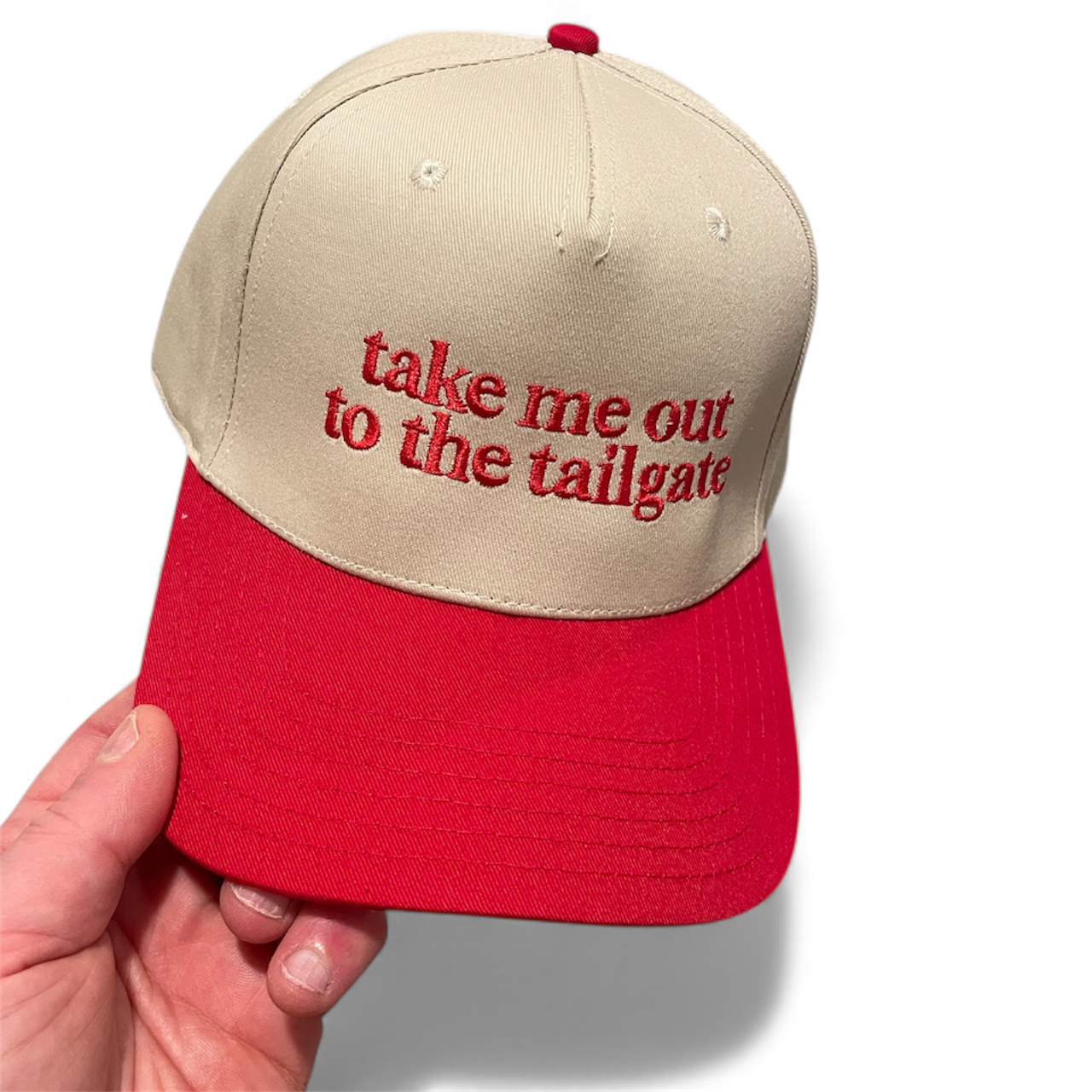 Red and Natural Snapback hat